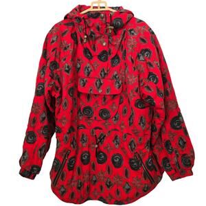 Vintage NILS Skiwear Red Gray Black 80s/90s Retro Half-Zip Anorak Jacket Sz 12